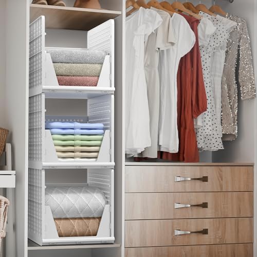 Sorbus Stackable Closet Organizer, Open-Front Shelf Bins (3 XL)