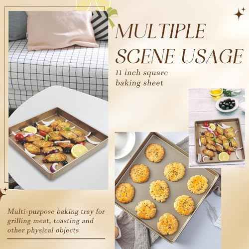 11 Inch Square Cake Pan, Deep Baking Pan Nonstick Cookie Sheet Brownie