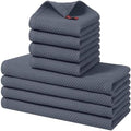 Homaxy 8 Pack 100% Cotton Kitchen Towels and Dishcloths Set, Dark Grey