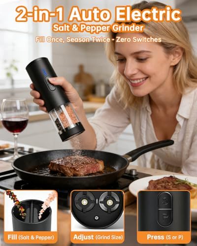 Aotto 2-in-1 Electric Salt and Pepper Grinder Set