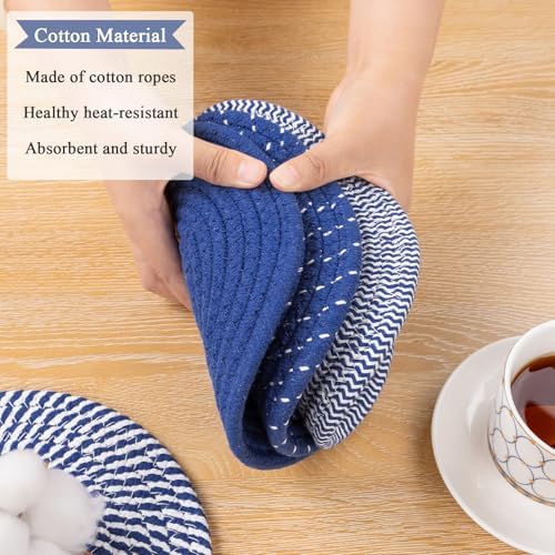 SHACOS 8 Inches Trivets for Hot Dishes, 4 Pieces Cotton Trivets Mats