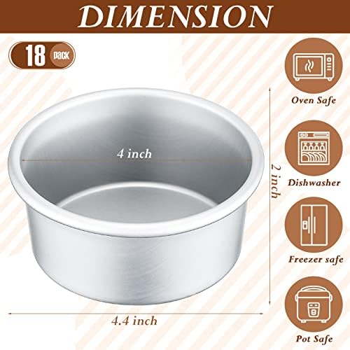 Gerrii 18 Pcs 4 Inch Round Cake Pans Nonstick Aluminum Round Baking
