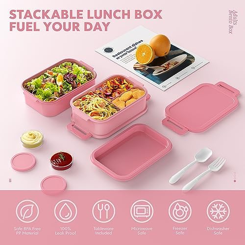 Jelife Bento Lunch Box for Adults, 3 Layers Leak-Proof Stackable Bento