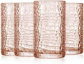 Glaver's Highball Glasses Set of 4 Pink Drinking Glasses, 15 Ounce