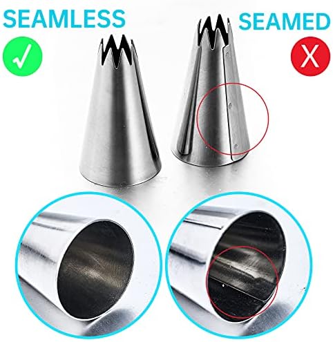 Kasmoire 8Pcs Large Piping Tips Set,Stainless Steel Icing Tips with 10