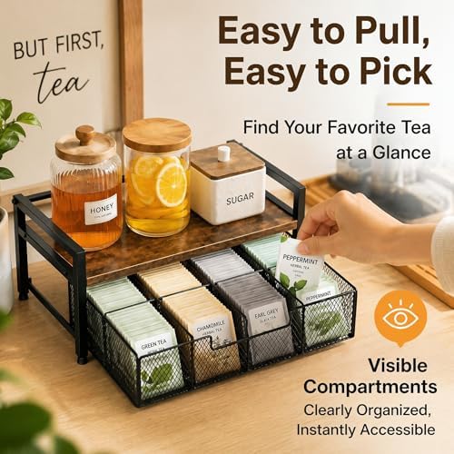 8-Drawer Tea & K-Cup Storage Organizer for Countertop