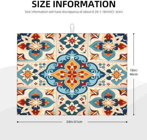 Microfiber Dish Drying Mat For Kitchen Countertop Mexican Damask