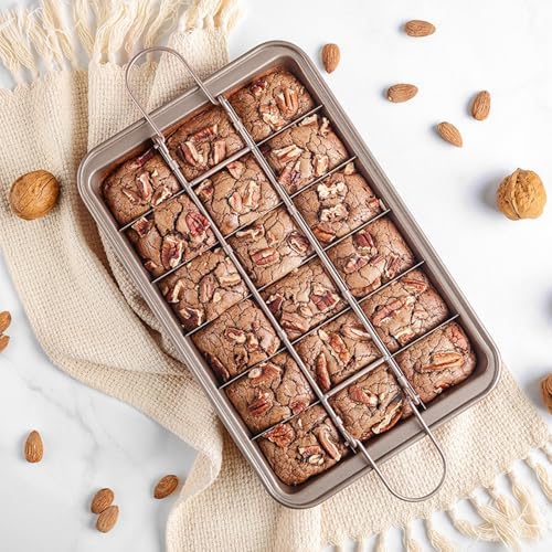 Brownie Pan with Dividers with Cutter Rectangular Cake, Non-stick