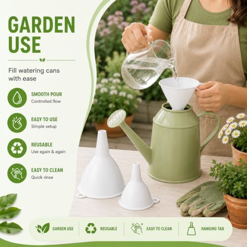 JZ Plastic Funnel Set, 3 Round Kitchen Funnels for Filling Bottles