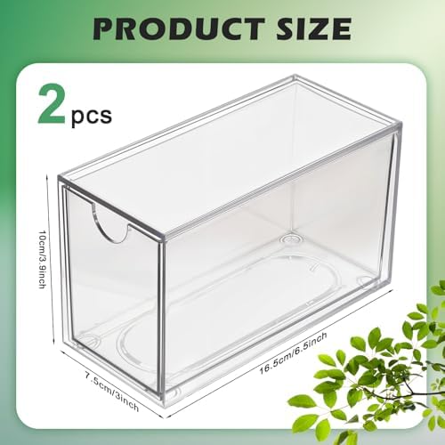 2 Pack Tea Bag Drawers Organizer - Clear Plastic Drawer Tea Bag