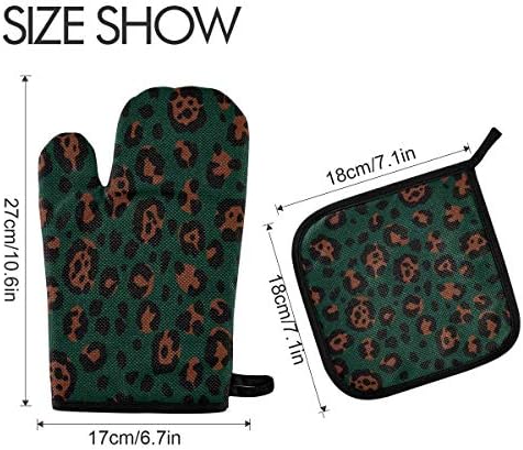 QMXO Animal Leopard Skin Pattern Oven Mitts Quilted Cotton Lining