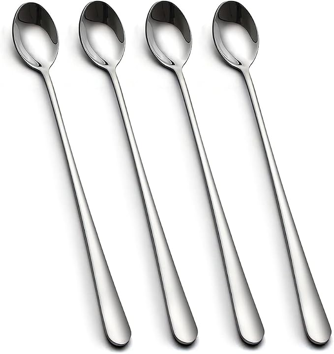 IQCWOOD Long Handle Ice Tea Spoons, 9-Inch Coffee Ice Cream Stainless Steel by IQCWOOD
