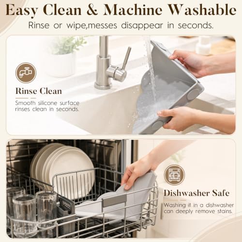 No Adhesive Silicone Splash Guard for Bathtub, 2-Pack Light Grey