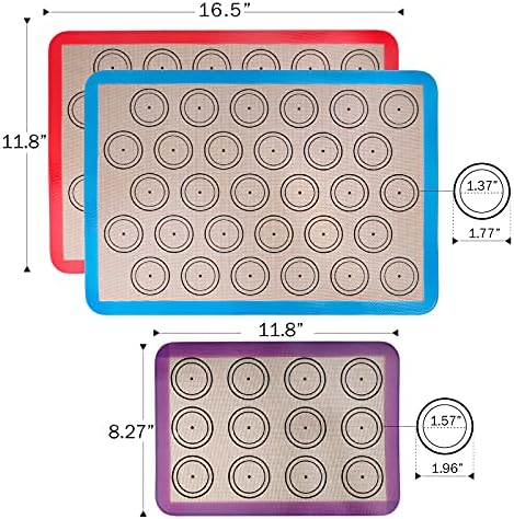 STATINT Macaron Silicone Baking Mat, Half Sheet Baking Mat, Set of 3