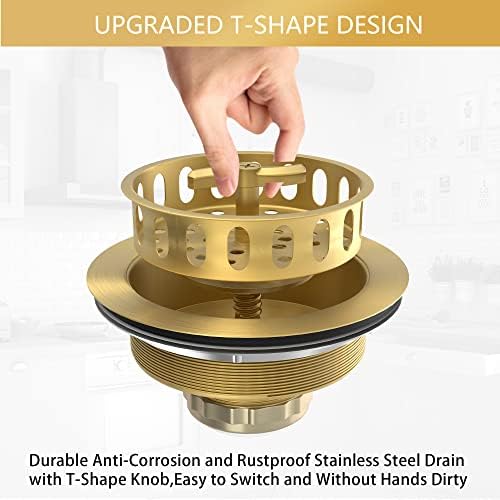 Gold Sink Drain Strainer, 3-1/2 Inch, Stainless Steel