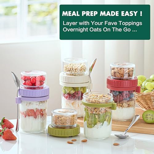 Danmu 4 Pack 21 oz Glass Overnight Oats Containers