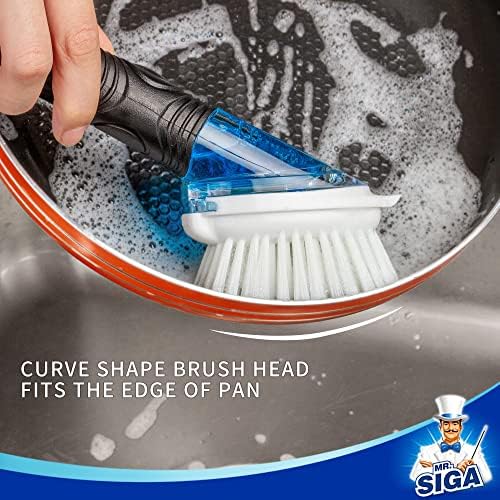 MR.SIGA Soap Dispensing Dish Brush Refills, 4 Pack