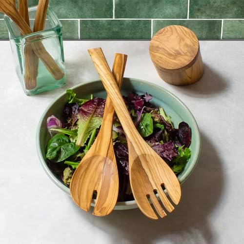 Rock & Branch Olive Wood Salad Serving Utensils, Great for Tossing and