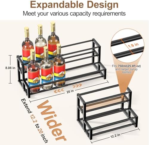Expandable Coffee Syrup Organizer, 6-12 Bottle Stand