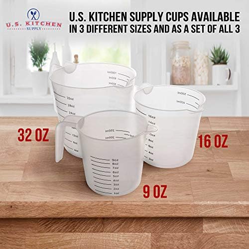 U.S. Kitchen Supply Plastic Measuring Cups with Handles - 16 oz