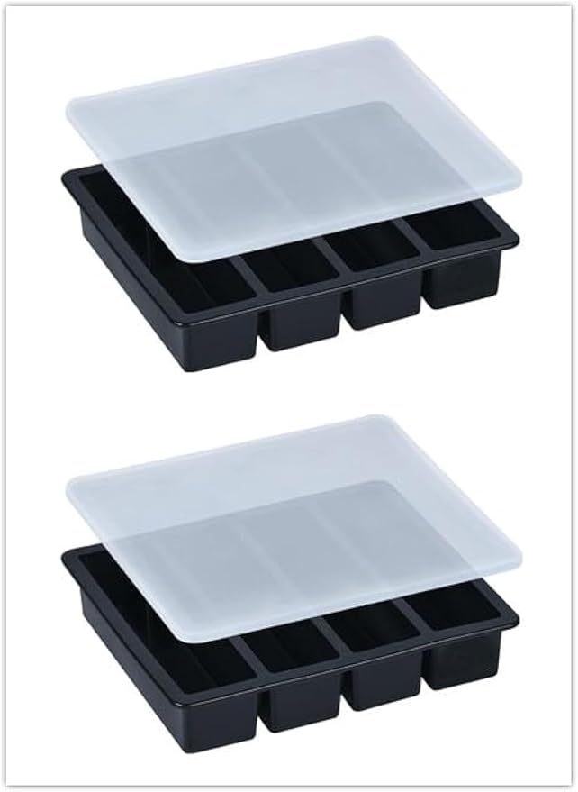 LONGFITE Large and Long Ice Cube Tray 2 Pack Silicone Freezing Container Sticks by LONGFITE