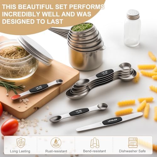 Stainless Steel Measuring Cups & Spoons Set, EWFEN Kitchen Tools
