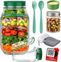 Salad Jar with Side Opening Kit, 24 oz Salad Pod for Meal Prep with