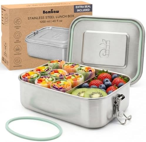Bambaw Stainless Steel Lunch Box 40 oz, Metal Lunch Box with