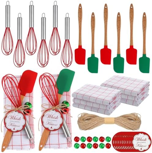 Remerry 18 Pcs 6 Set Christmas Whisk Baking Gifts,Grid,Wood