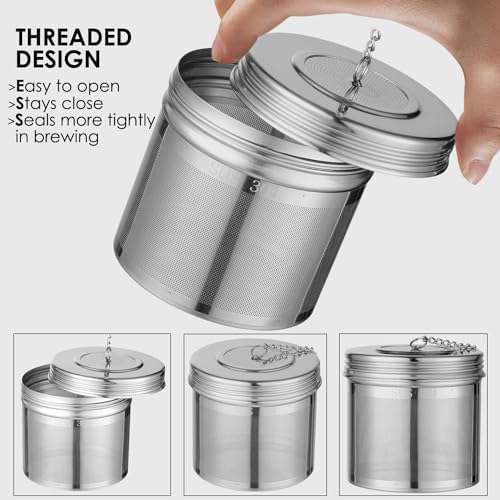 Extra Large Tea Infuser -304 Tea Filter with Threaded Lid & Chain