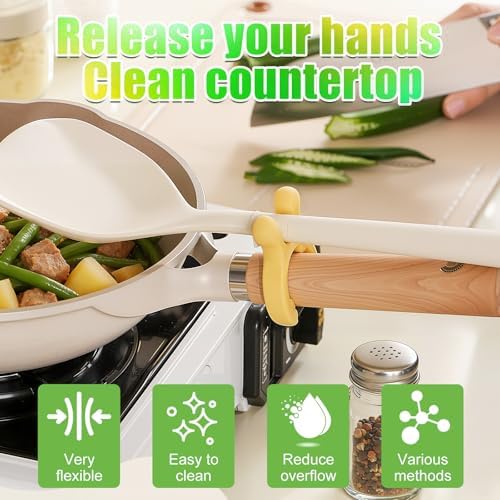 3Pcs Multifunction Silicone Pot Handle Spatula Rack,Kitchen Pot Lid