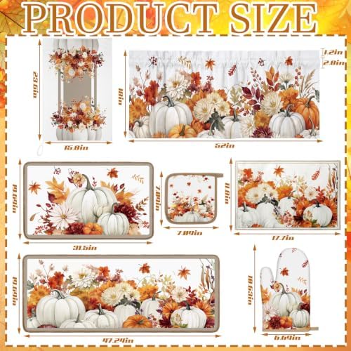 16 Pcs Fall Thanksgiving White Pumpkin Kitchen Decor Accessories Set