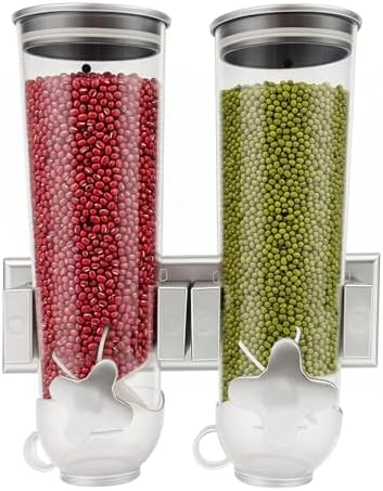 2 Pack Cereal Dispensers, 3L Wall Mounted Cereal Containers Storage, Easy To Use Dry Food Dispenser, Large Capacity Candy Dispenser for Oatmeal Coffee Bean Nuts
