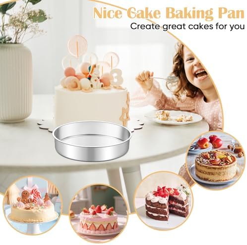 TeamFar 9 Inch Cake Pan Set of 2, Stainless Steel Round Cake Baking