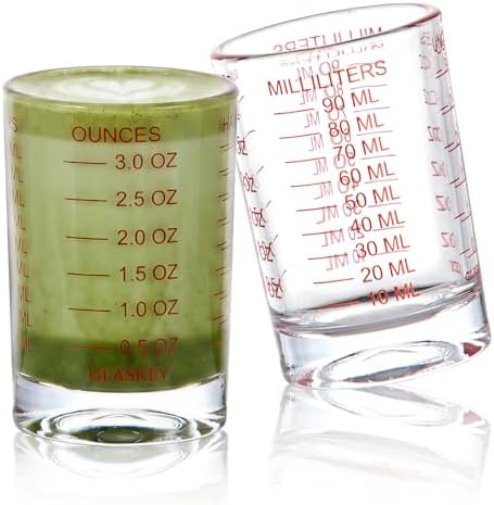 GLASKEY 2 Pack Shot Glass Measuring Cup Set,3 oz/90ml Liquid Heavy