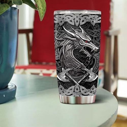 Dragon Viking Gifts for Men 20oz Coffee Cup Drinking Travel Mug