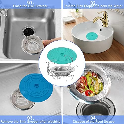 V-TOP Kitchen Drain Strainer Stopper 4 Pack, Universal 6 Inch Silicone