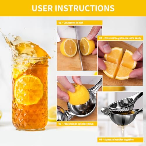 Rekix Lemon Squeezer, 8.7" Manual Citrus Juicer