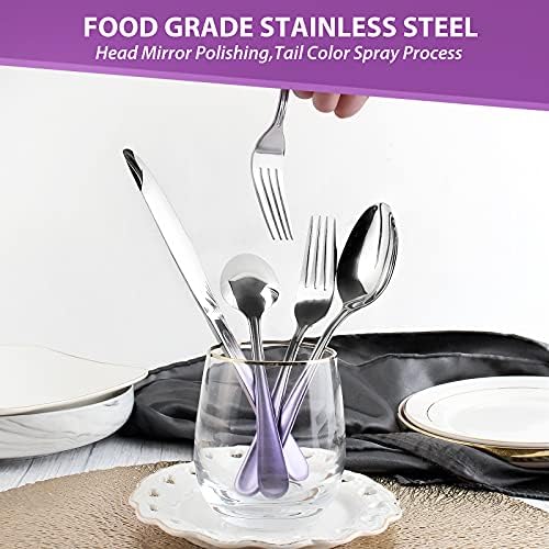 Gradient Purple Silverware set for 4,Stainless Steel Flatware Set,20