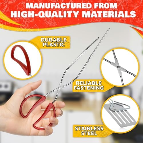2-in-1 BBQ Spatula Tongs for Grilling, 14.3" Long, Stainless Steel