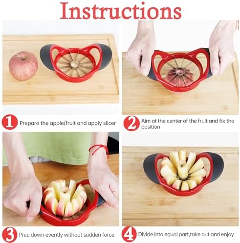 Apple Slicer,4.72 Inch Apple Corer and Slicer -Apple Cutter,Red