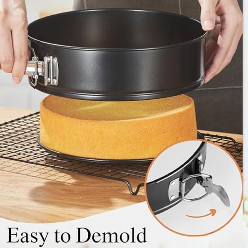 2Pcs Springform Pan Set with Lids, 9 and 10 Inch Nonstick Carbon Steel