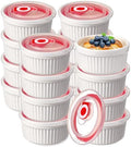 12 Pack White Ramekins 8 oz with Lids, Oven Safe Porcelain