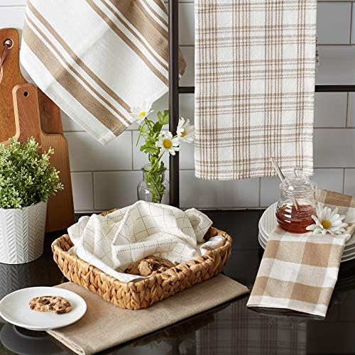 DII Basic Kitchen Large Cotton Dishtowel Set of 5, 18x28, Stone