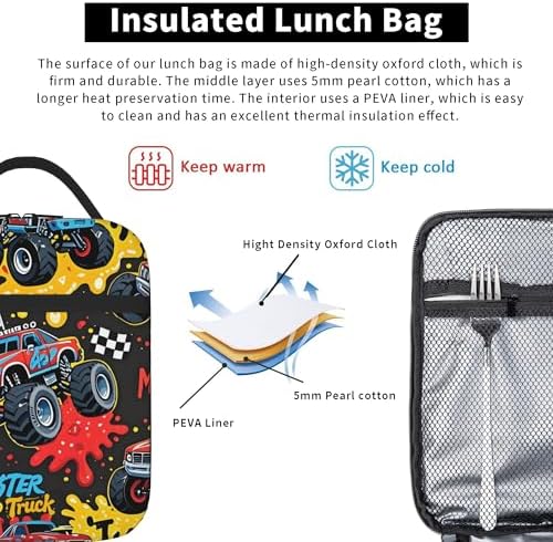 Monster Truck Insulated Lunch Bag for Women & Men