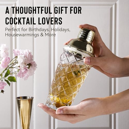 Glass Cocktail Shaker Set with Built-in Strainer – 16oz Thickened
