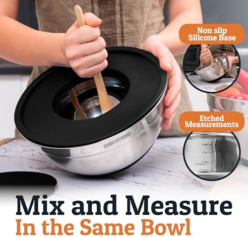 Priority Chef 6pc Stainless Steel Mixing Bowls with Lids Set, 7 Qt