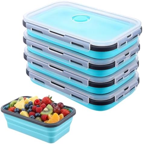 4 Pack 40oz Collapsible Food Storage Containers Marinating Container