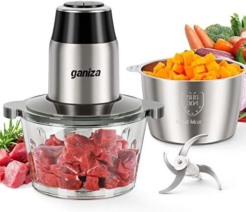 Ganiza Food Processors with 2 Bowls, 450W Meat Grinder Vegetable Chopper