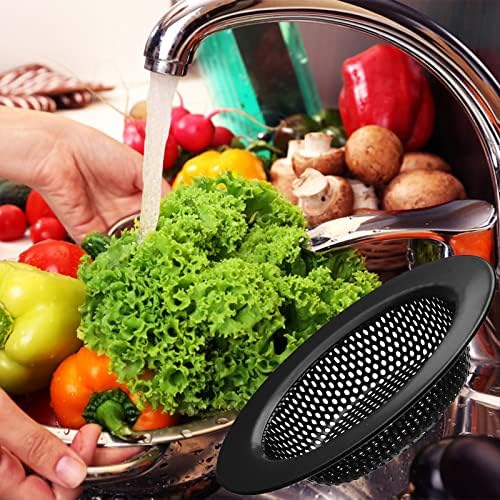2 Pcs Black Stainless Steel Mesh Sink Drain Strainer, 4.5" Top / 3"
